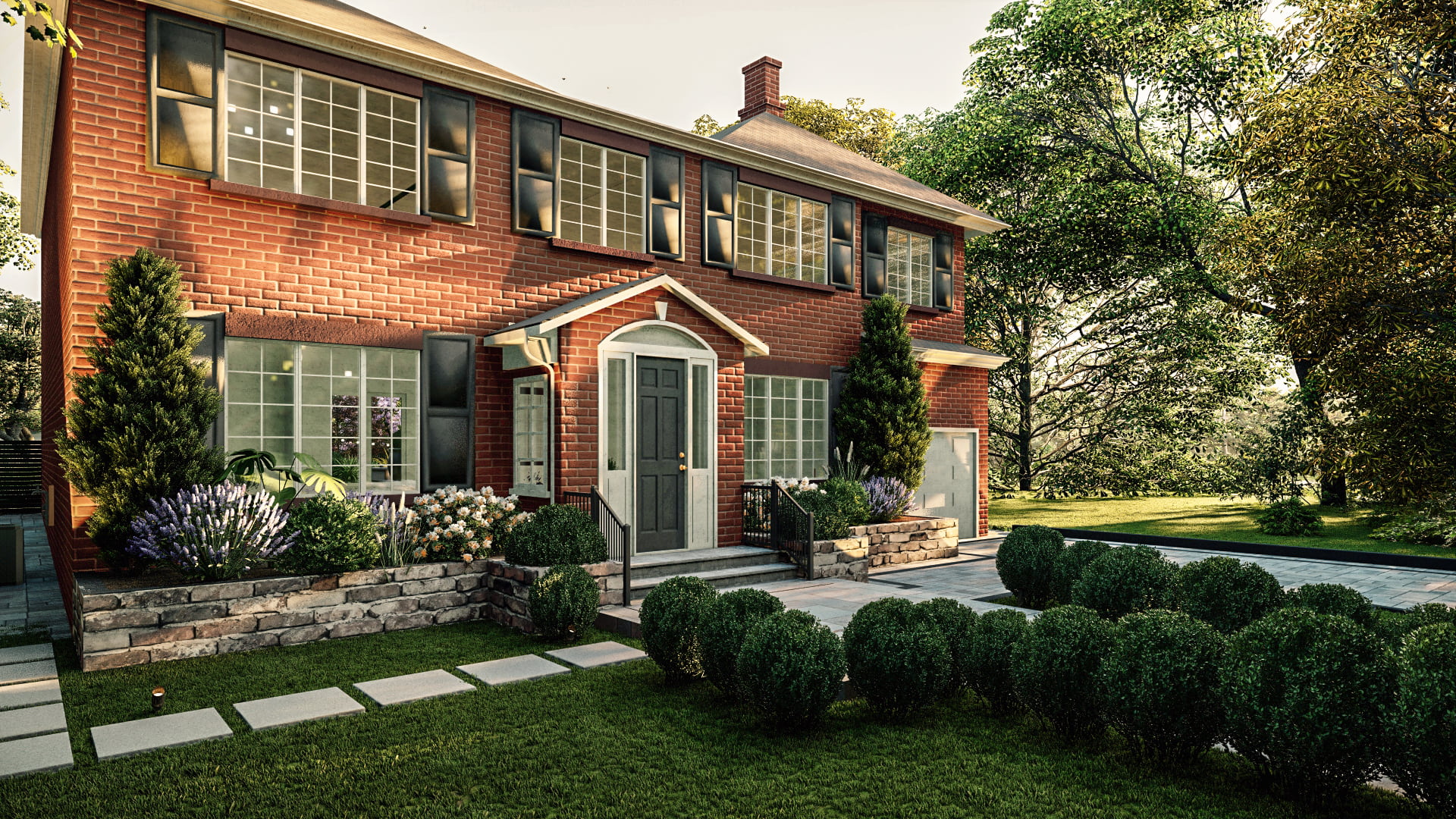 Homelydesign-Scarborough-brick-home-garden