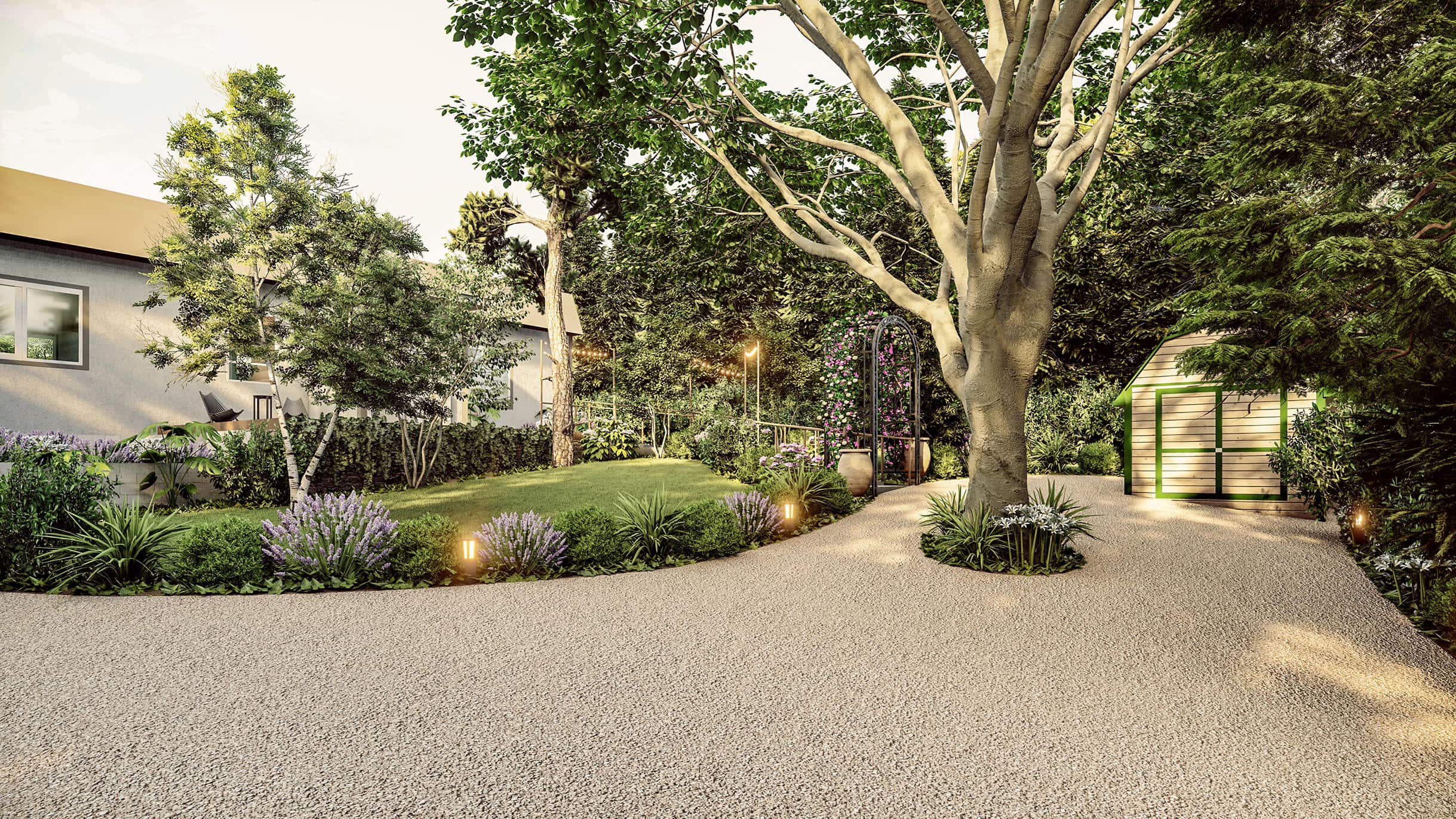 Homelydesign-front-view-residential-garden-scene