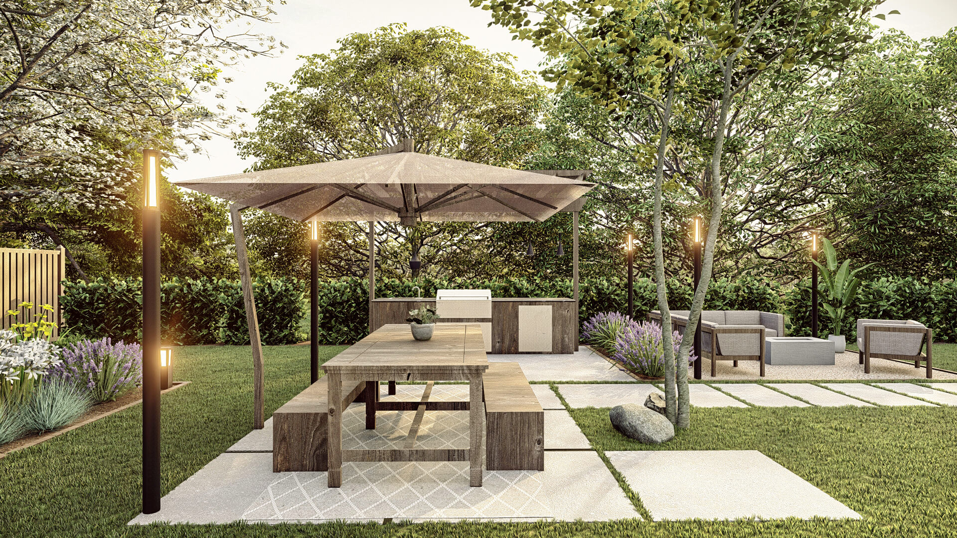 Homelydesign-garden-dining-canopy-setup