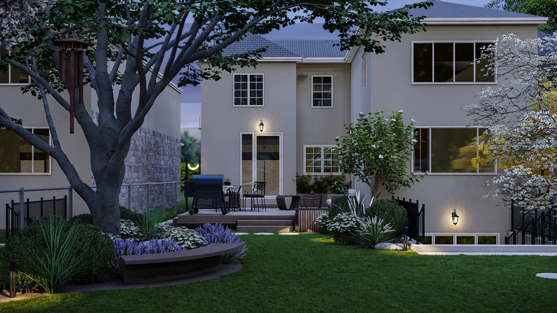 Homelydesign-mississauga-evening-backyard-garden