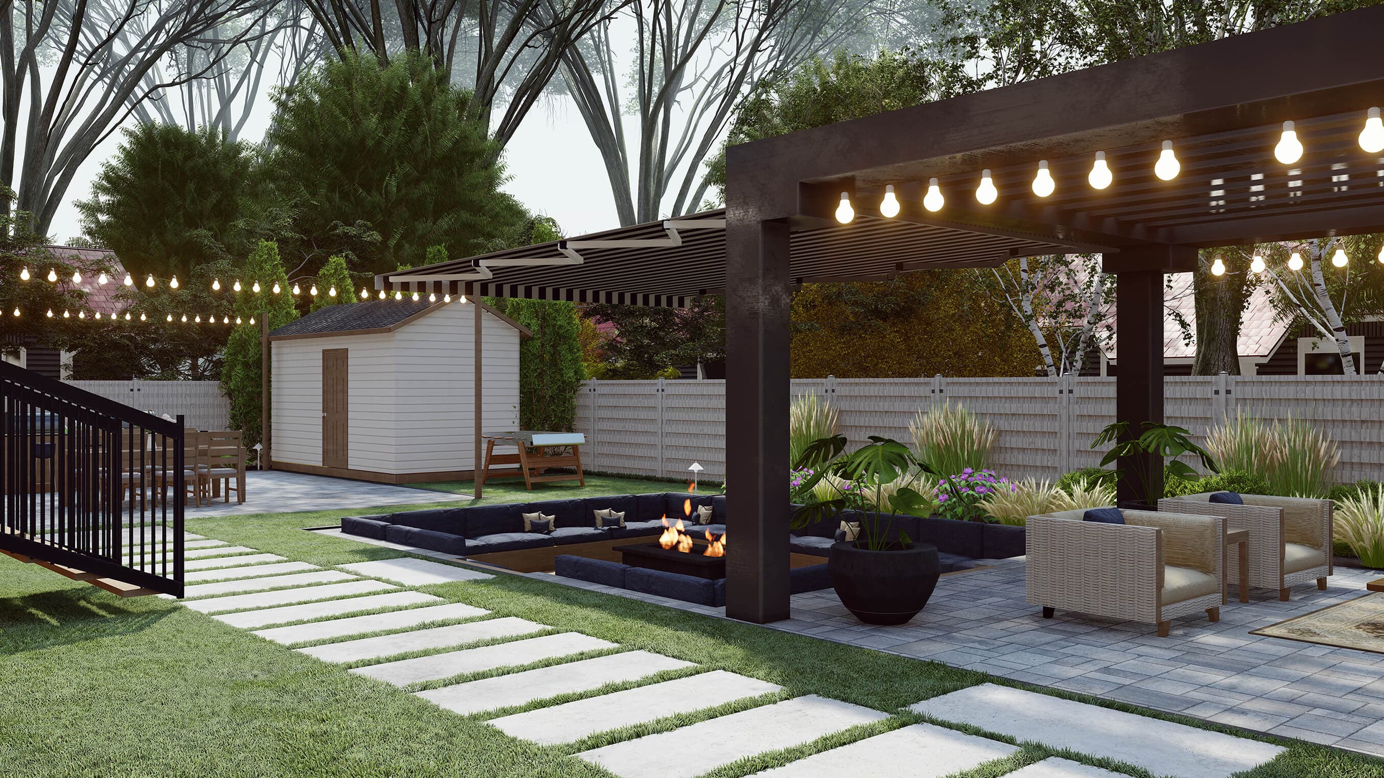 Homelydesign-twilight-garden-pergola-shaded-lounge-design