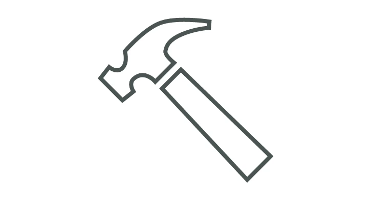 Line art icon of a hammer