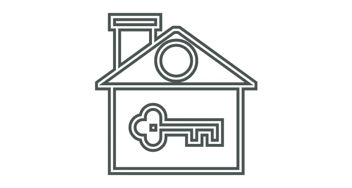 House icon with a key symbol inside